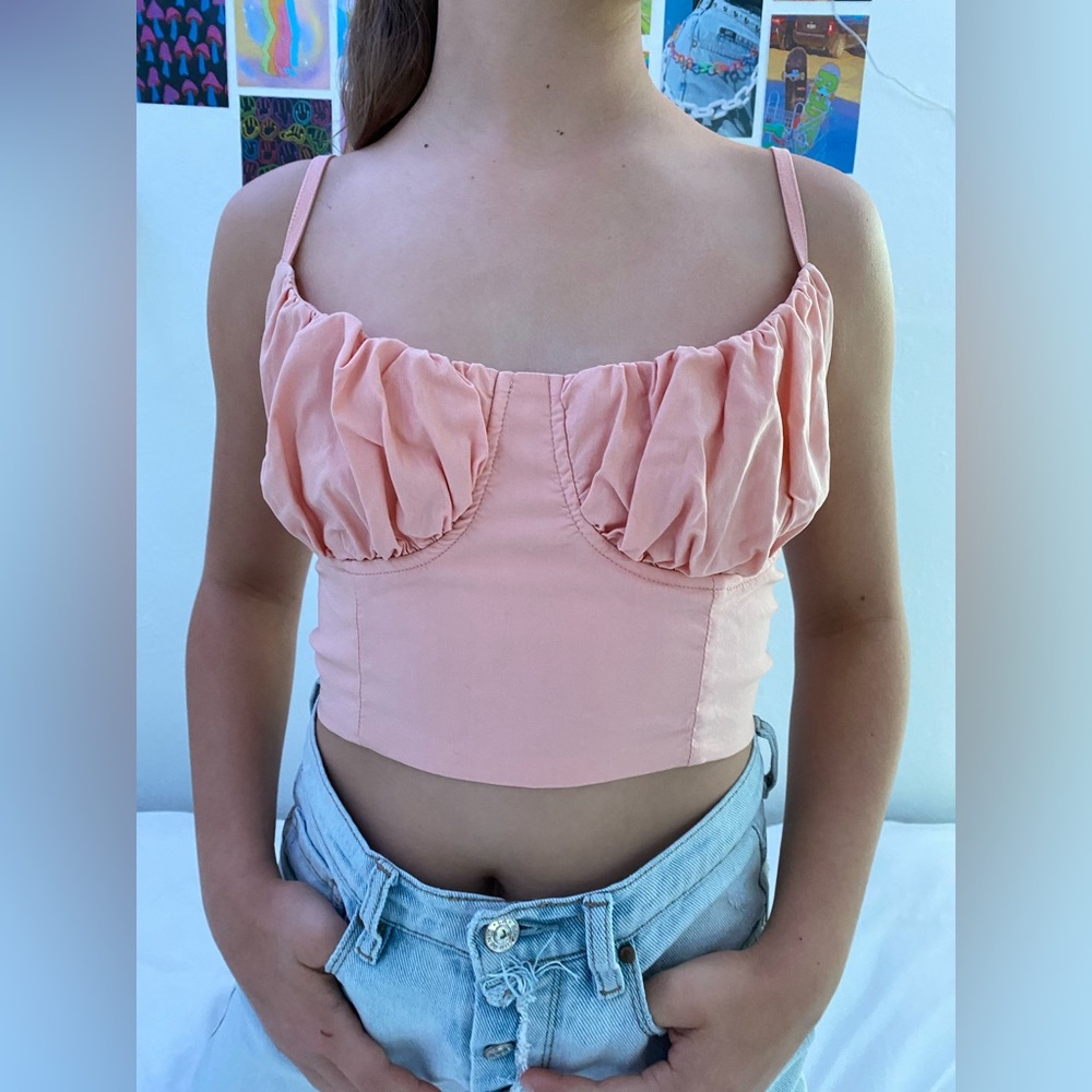 light pink stretchy adjustable corset top